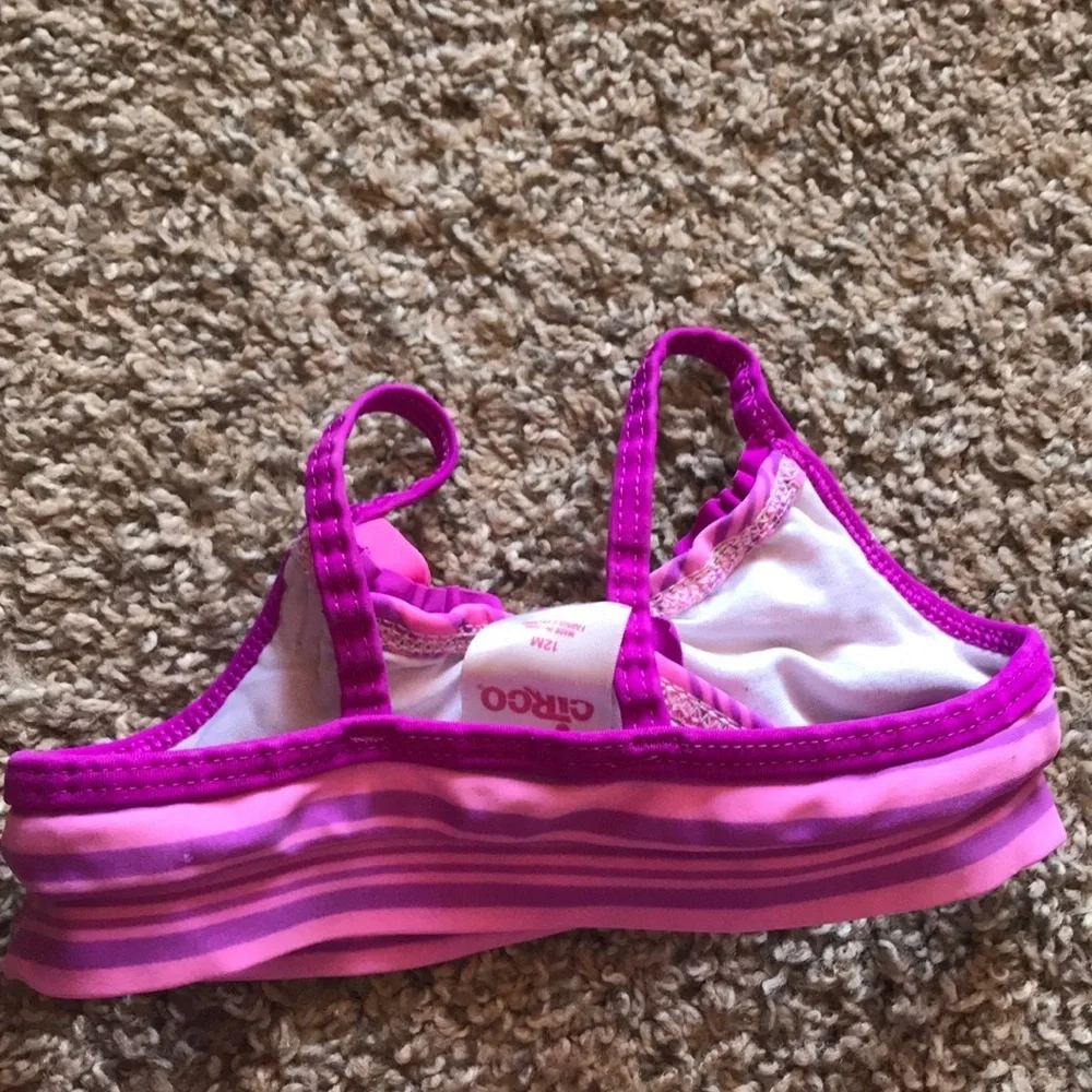 Circo Pink Purple Riffled 2 Piece Bikini Swim